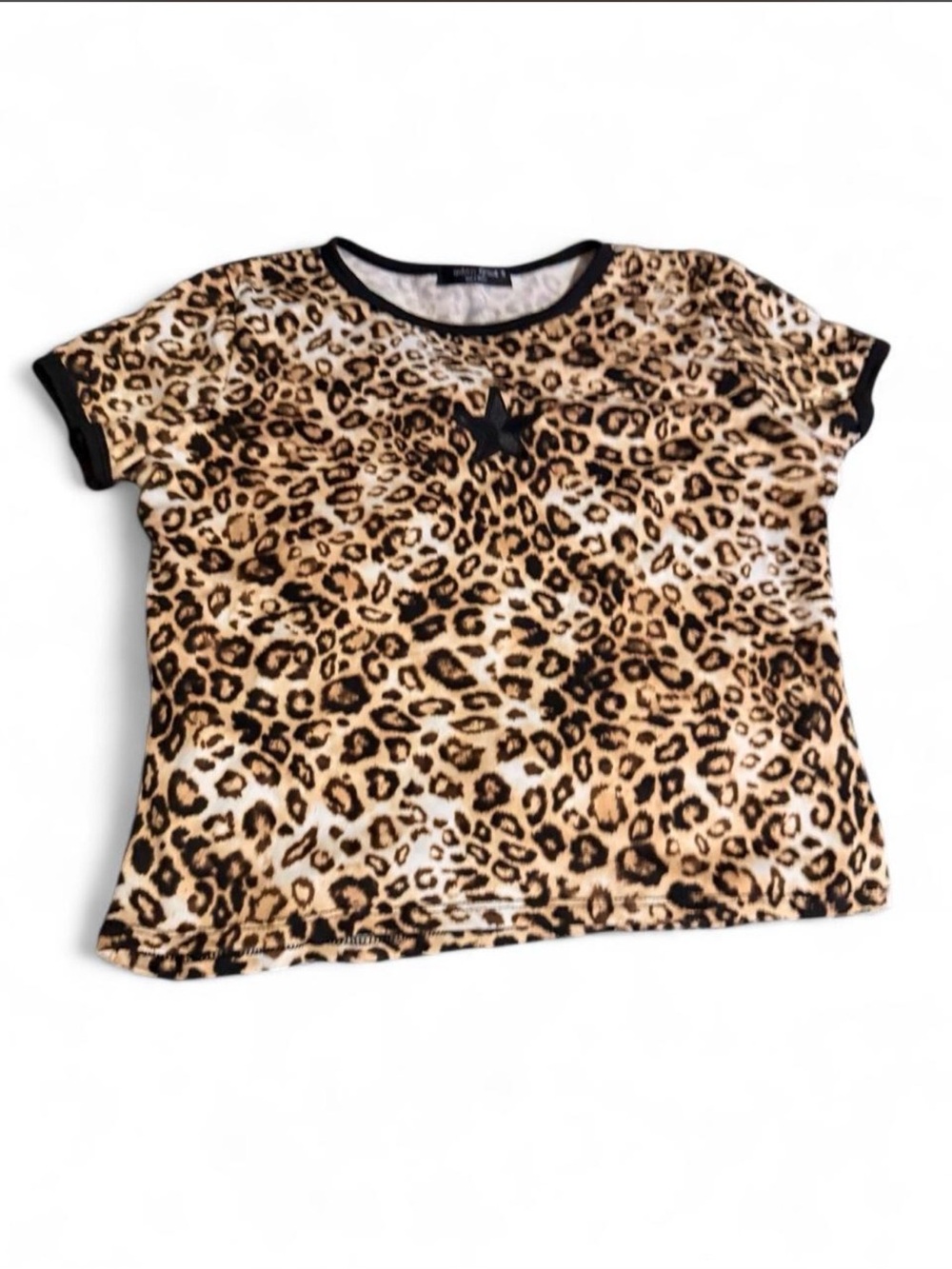 Leopard Print Short Sleeve Tee with Black Trim - Kids